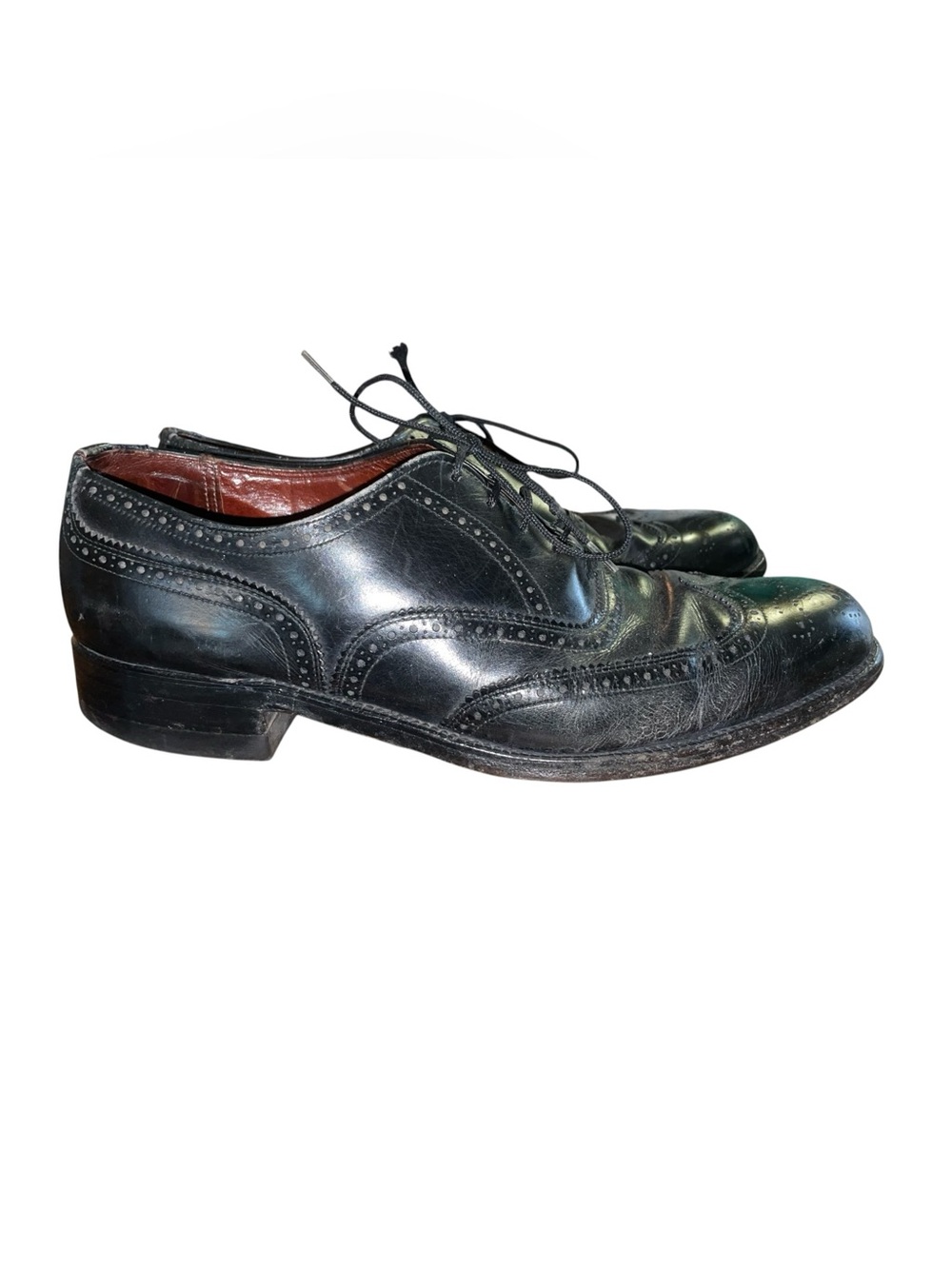 Biltrite Mens Military Oxford Wing Tip Dress Shoes Black Leather USA Sz 9 1/2